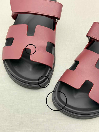 HERMES Chypre Rouge H Size EU 38.5 Sandals