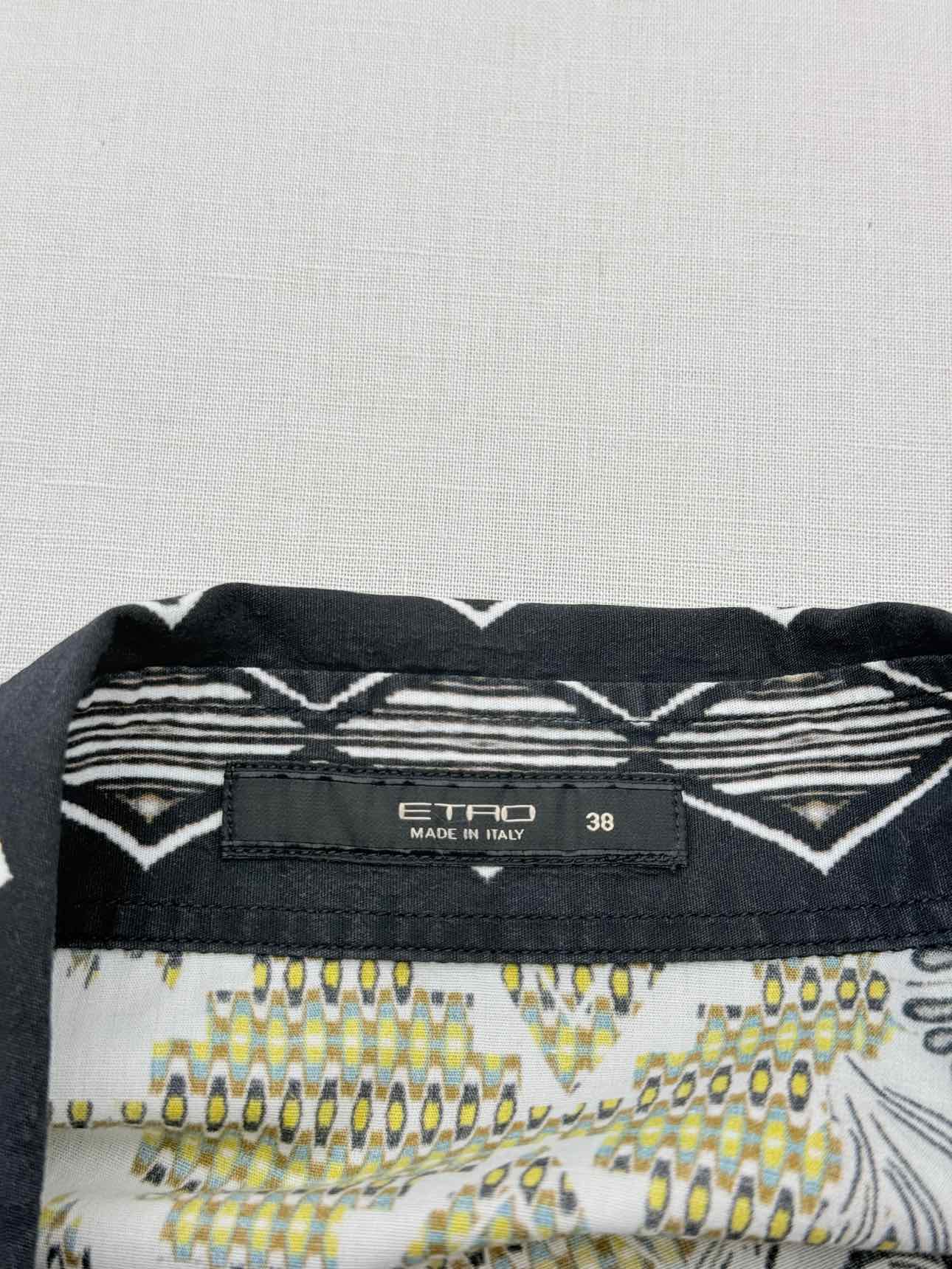 ETRO Black Multicolor Geometric Print Size US 2 Shirt