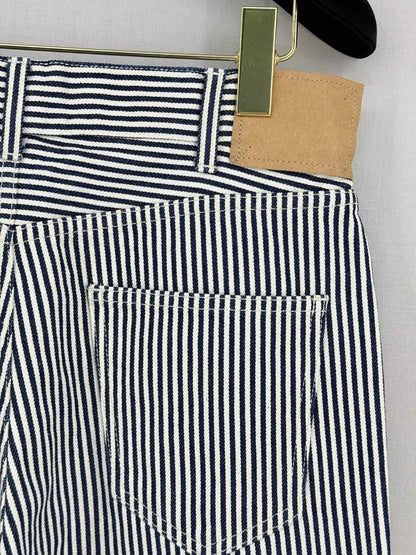 CELINE White & Navy Blue Hickory Stripe Size 29 Jeans