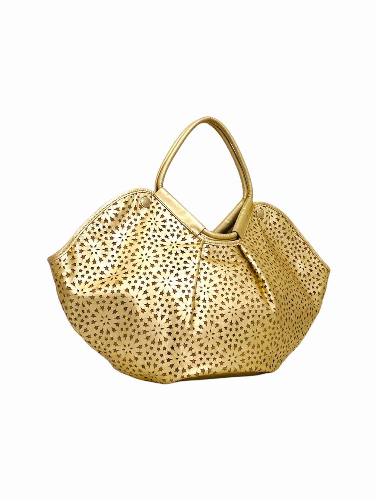 JIMMY CHOO Laser Cut Gold Shoulder Bag