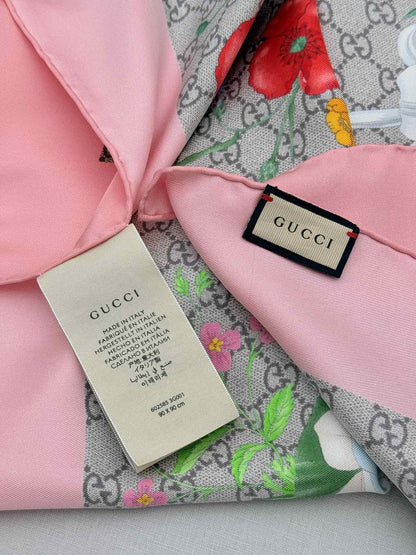 GUCCI Pink Multicolor GG Monogram Scarf