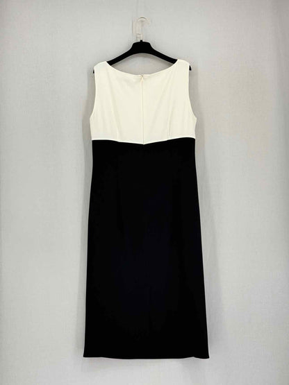 MARINA RINALDI Black & White Size US 12 Midi Dress