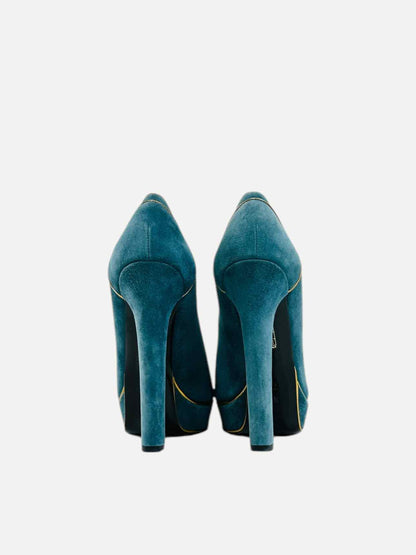 GUCCI Open Toe Teal Blue Size EU 38.5 Pumps