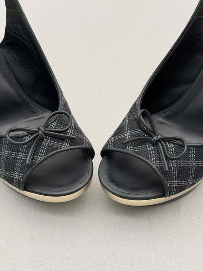 CHANEL Black Checkered Size EU 39 Slingbacks