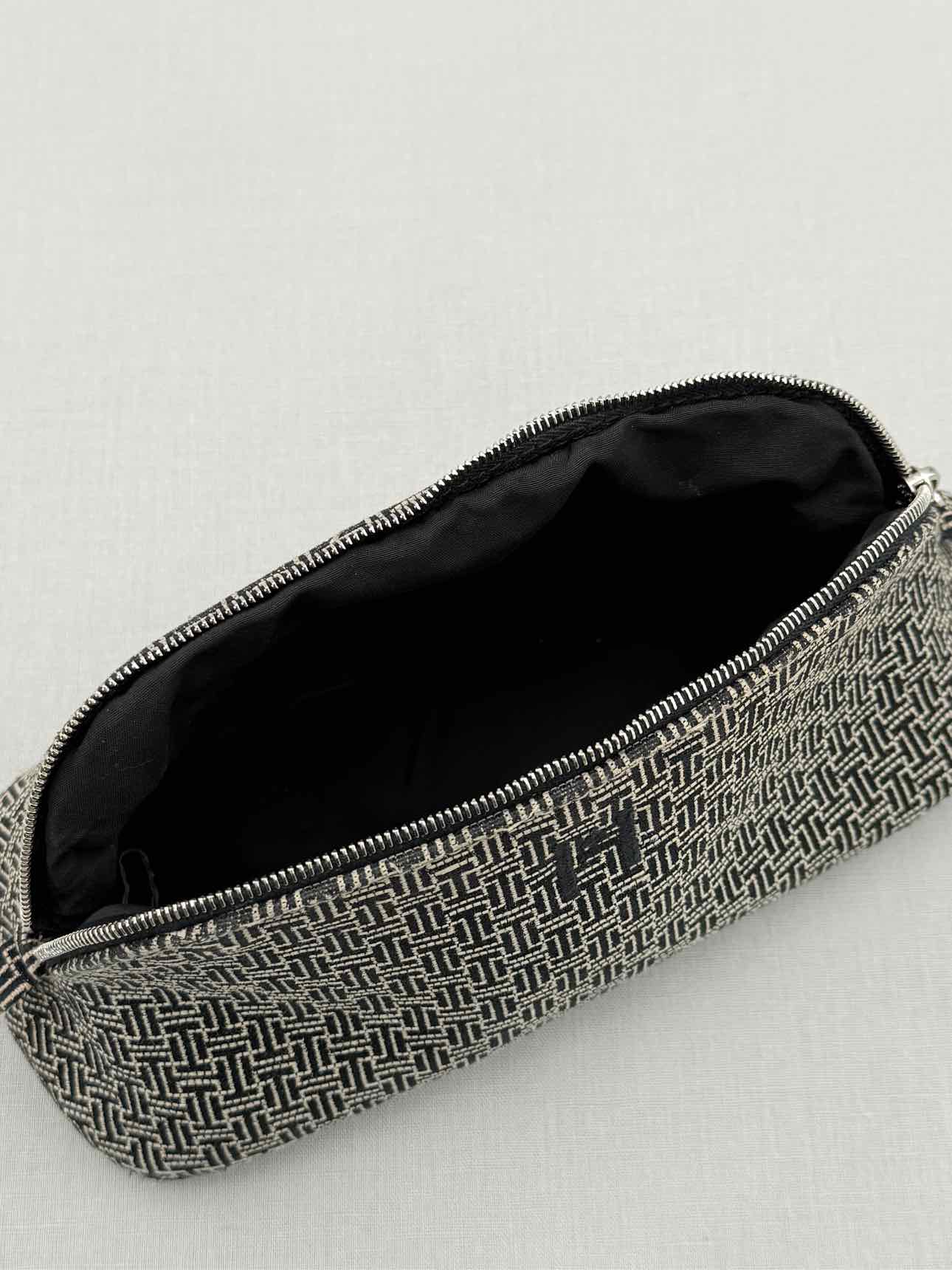 HERMES Cosmetic Black & White Small H Jacquard Pouch