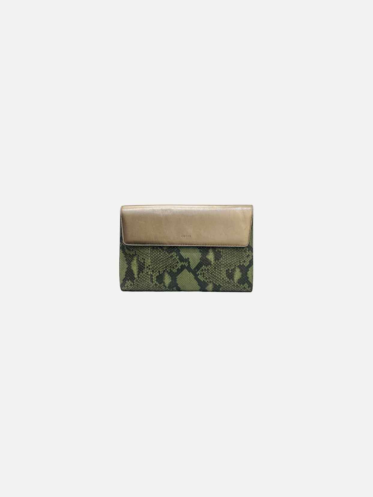 GUCCI Envelope Bronze & Green Clutch