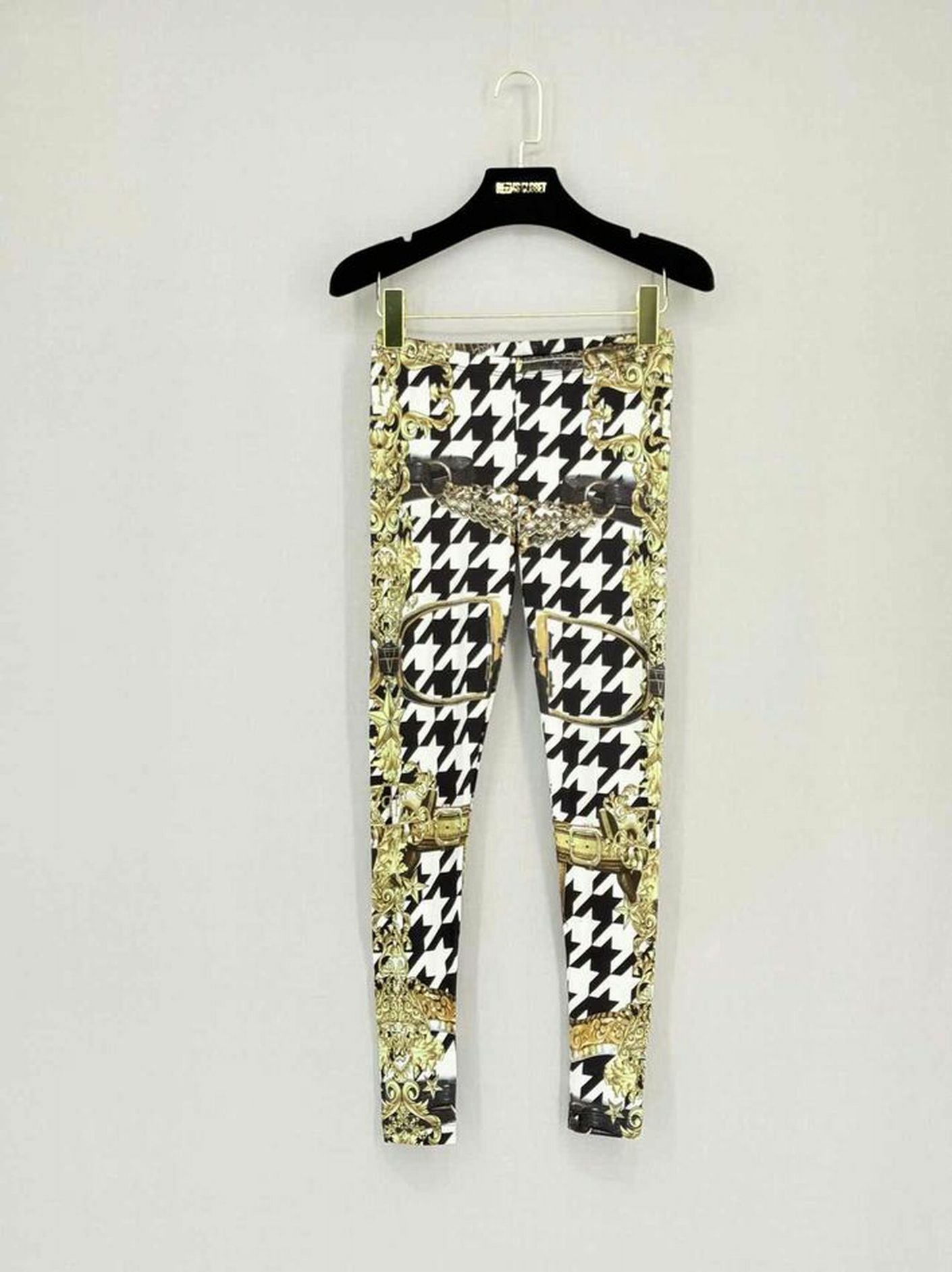 PHILIPP PLEIN Black, Gold & White Size Small Leggings