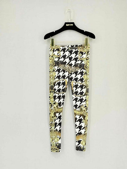 PHILIPP PLEIN Black, Gold & White Size Small Leggings