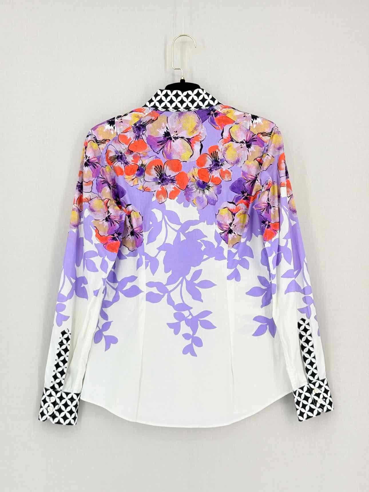 ETRO White Multicolor Floral Print Size US 2 Shirt