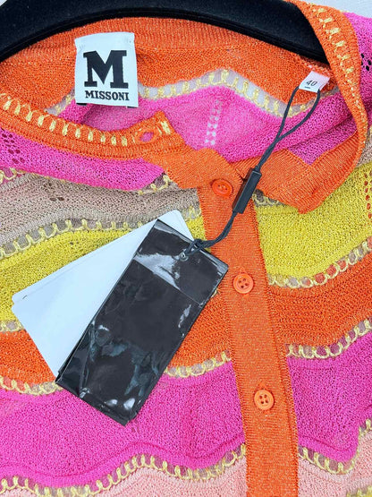 M MISSONI Pink Multicolor Chevron Size US 4 Cardigan