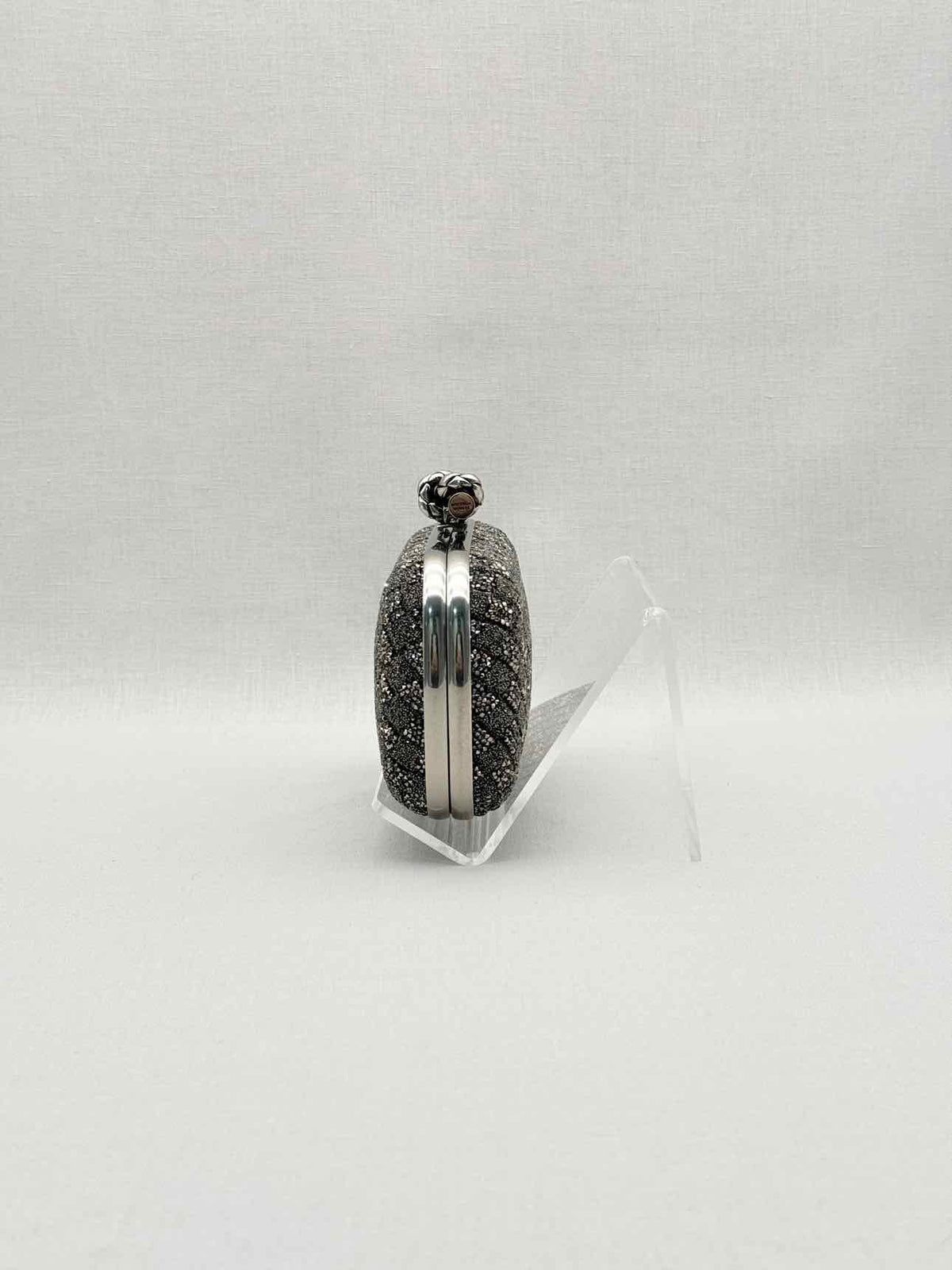 BOTTEGA VENETA Crystal Knot Silver & Black Clutch