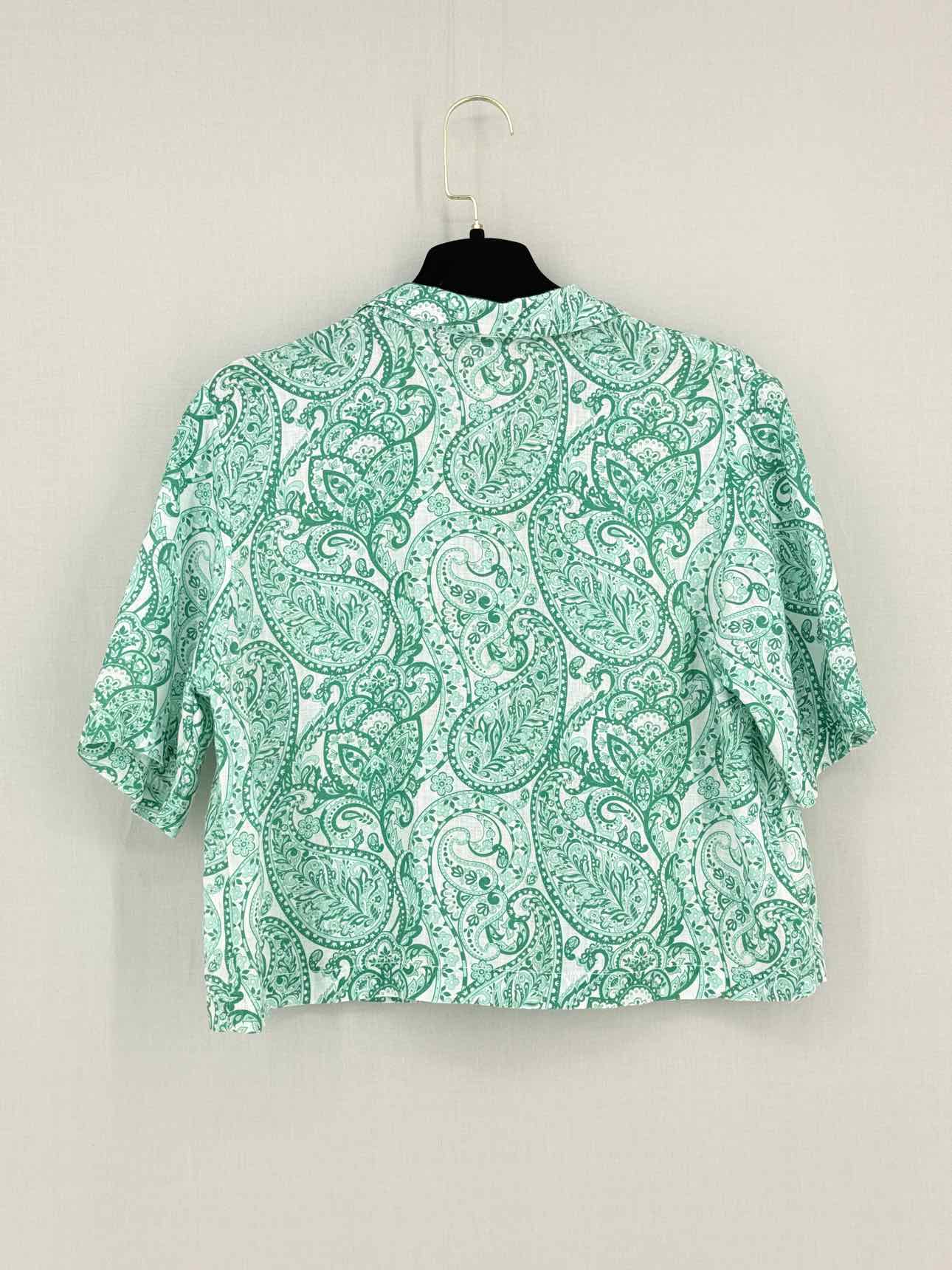 POSITANO COUTURE White & Green Size Medium Midi Dress
