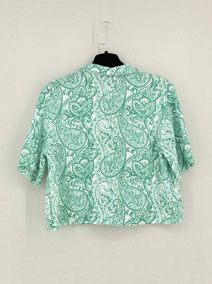 POSITANO COUTURE White & Green Size Medium Midi Dress