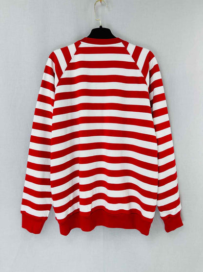 GUCCI Red & White Striped Size Small Cardigan