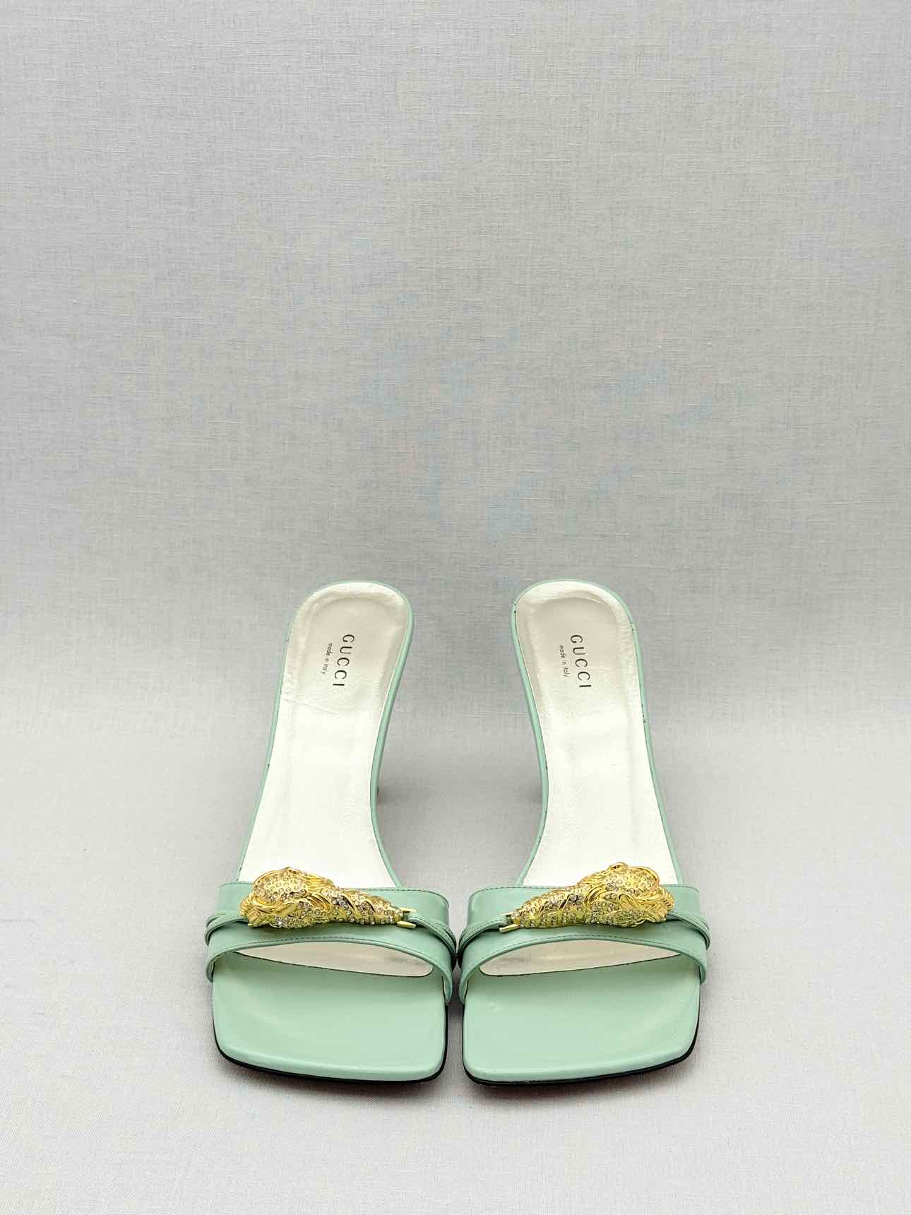 GUCCI Dora Green Size EU 38.5 Heeled Sandals