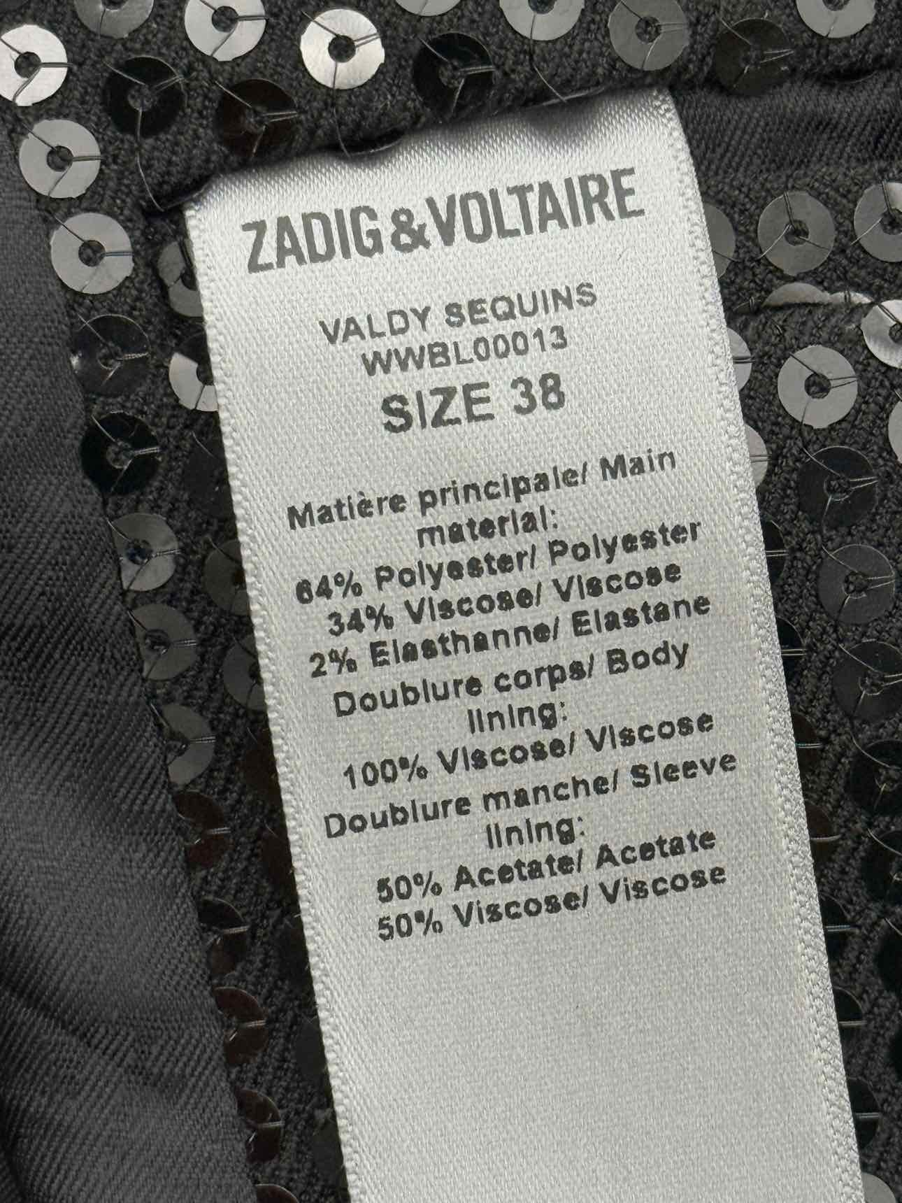 ZADIG & VOLTAIRE Valdy Sequins Black Size US 6 Jacket