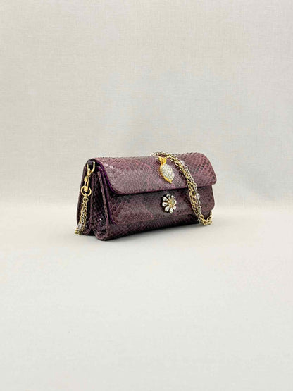 DOLCE & GABBANA Crystal Embellished Plum Shoulder Bag