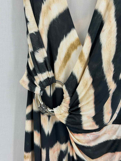 ROBERTO CAVALLI Beige & Black Size US 4 Long Dress