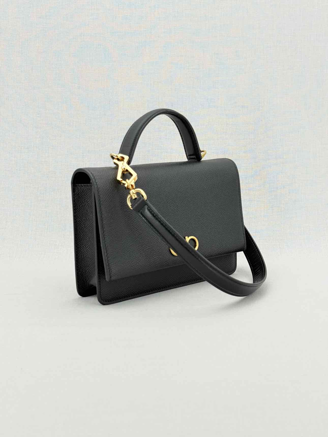 SALVATORE FERRAGAMO Gancini Black Top Handle