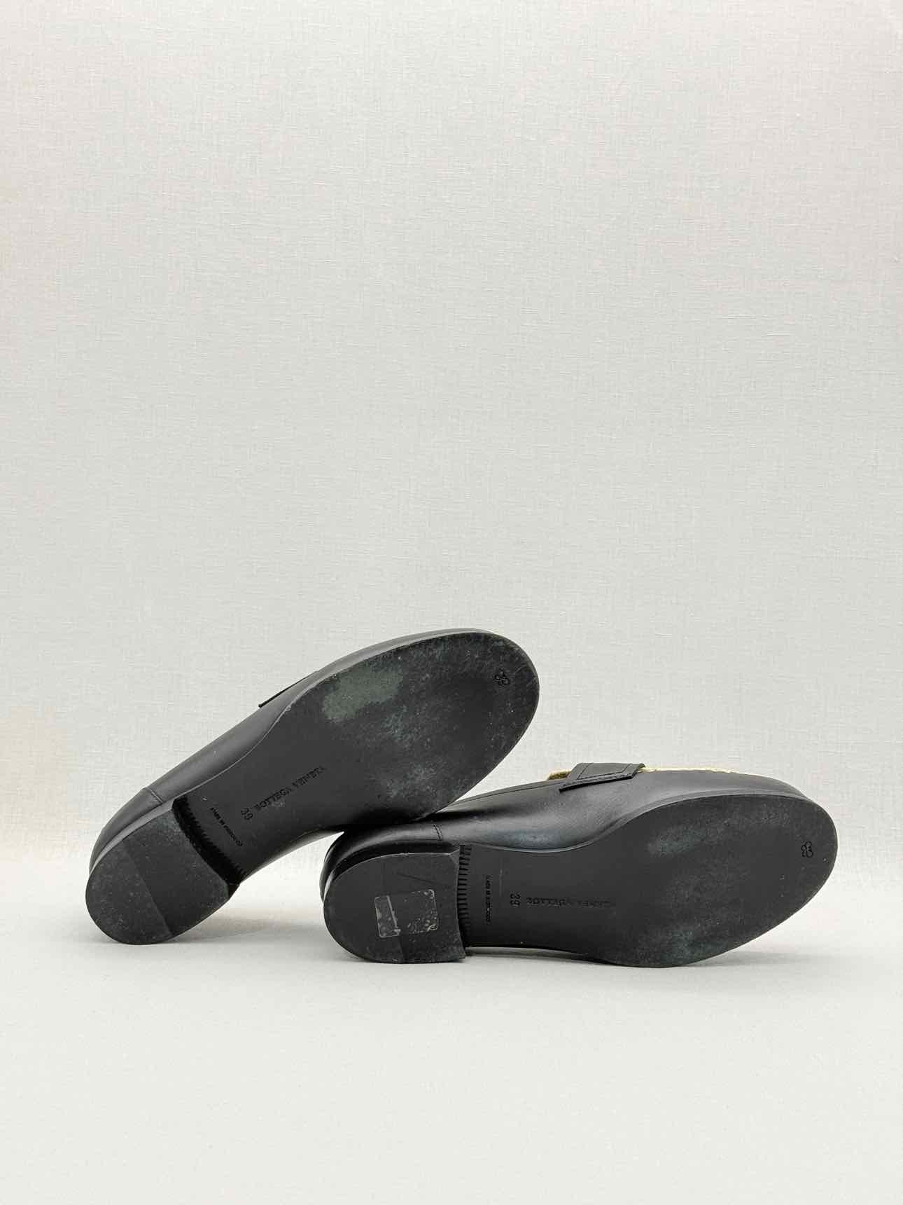 BOTTEGA VENETA Black & Beige Woven Size EU 39 Loafers