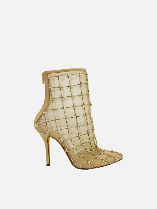 OSCAR DE LA RENTA Pearlette Gold Ankle Boots 37.5