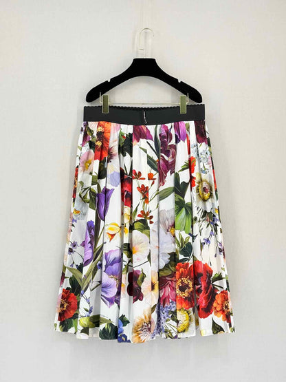 DOLCE & GABBANA White Multicolor Size US 12 Midi Skirt