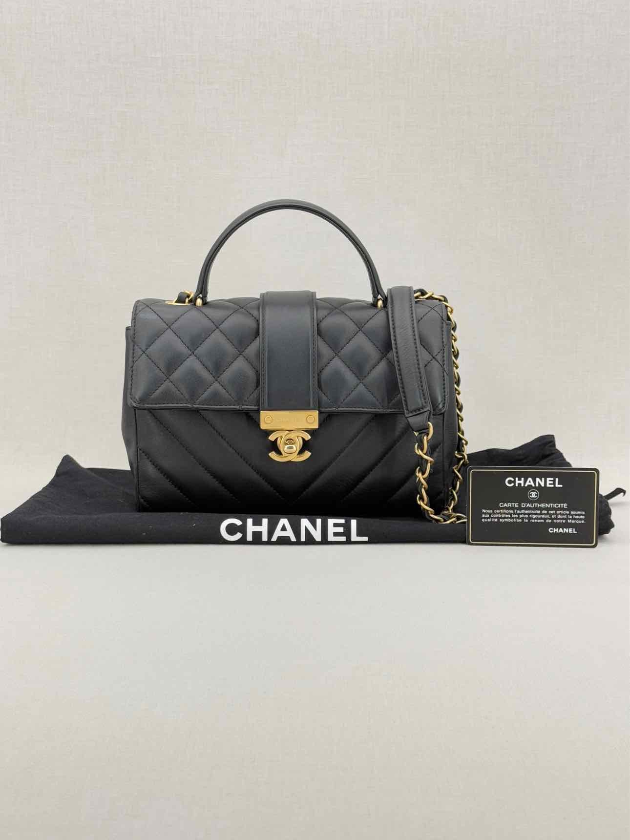 CHANEL In The City Black Quilted Top Handle