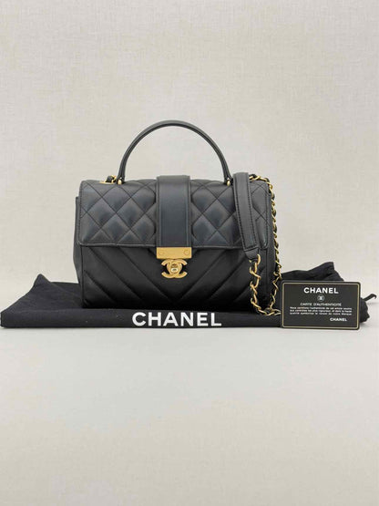 CHANEL In The City Black Quilted Top Handle