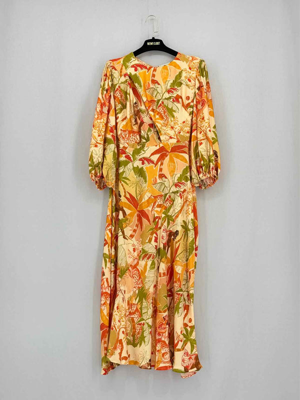 FARM RIO Orange Multicolor Size Small Midi Dress