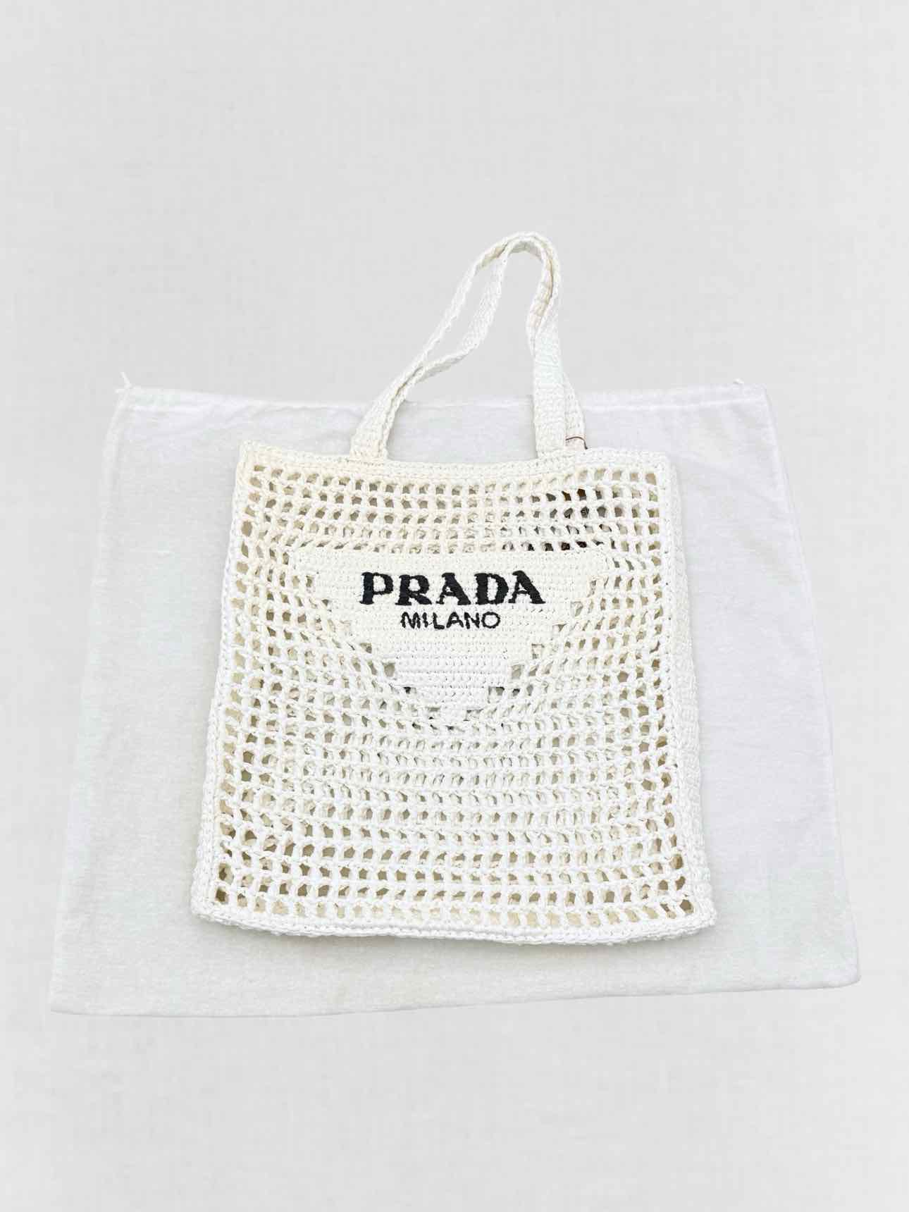 PRADA Crochet White Tote Bag