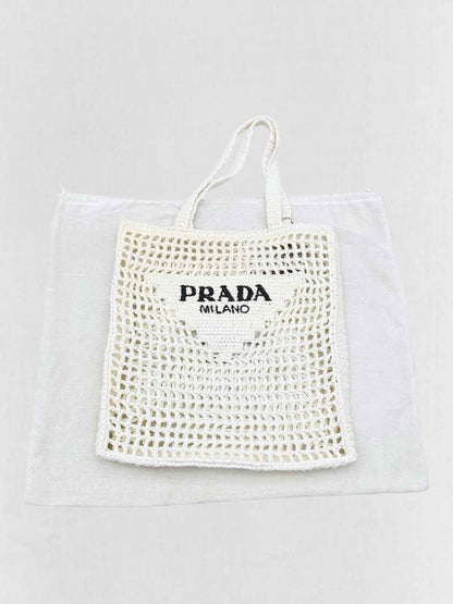 PRADA Crochet White Tote Bag