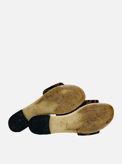 FENDI Velvet Brown & Black FF Motif Slides 37