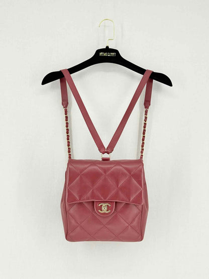 CHANEL Burgundy Quilted Backpack