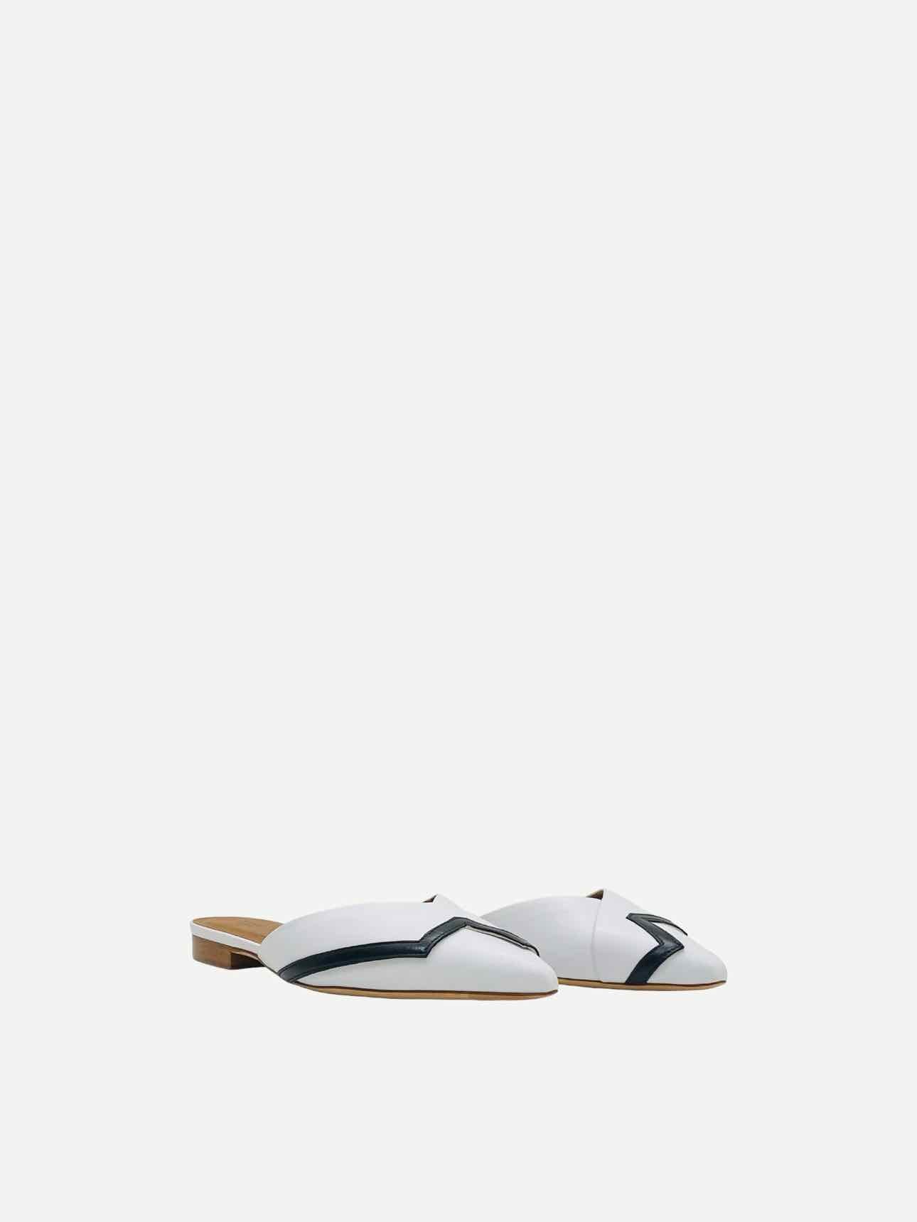 MALONE SOULIERS Amelie White w/ Black Flats 35