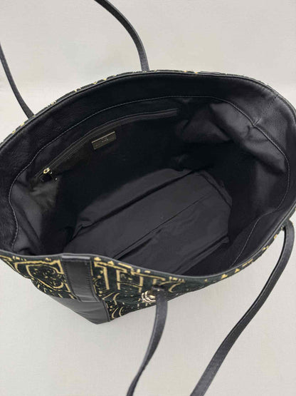 CAROLINA HERRERA Black & Gold Monogram Tote Bag