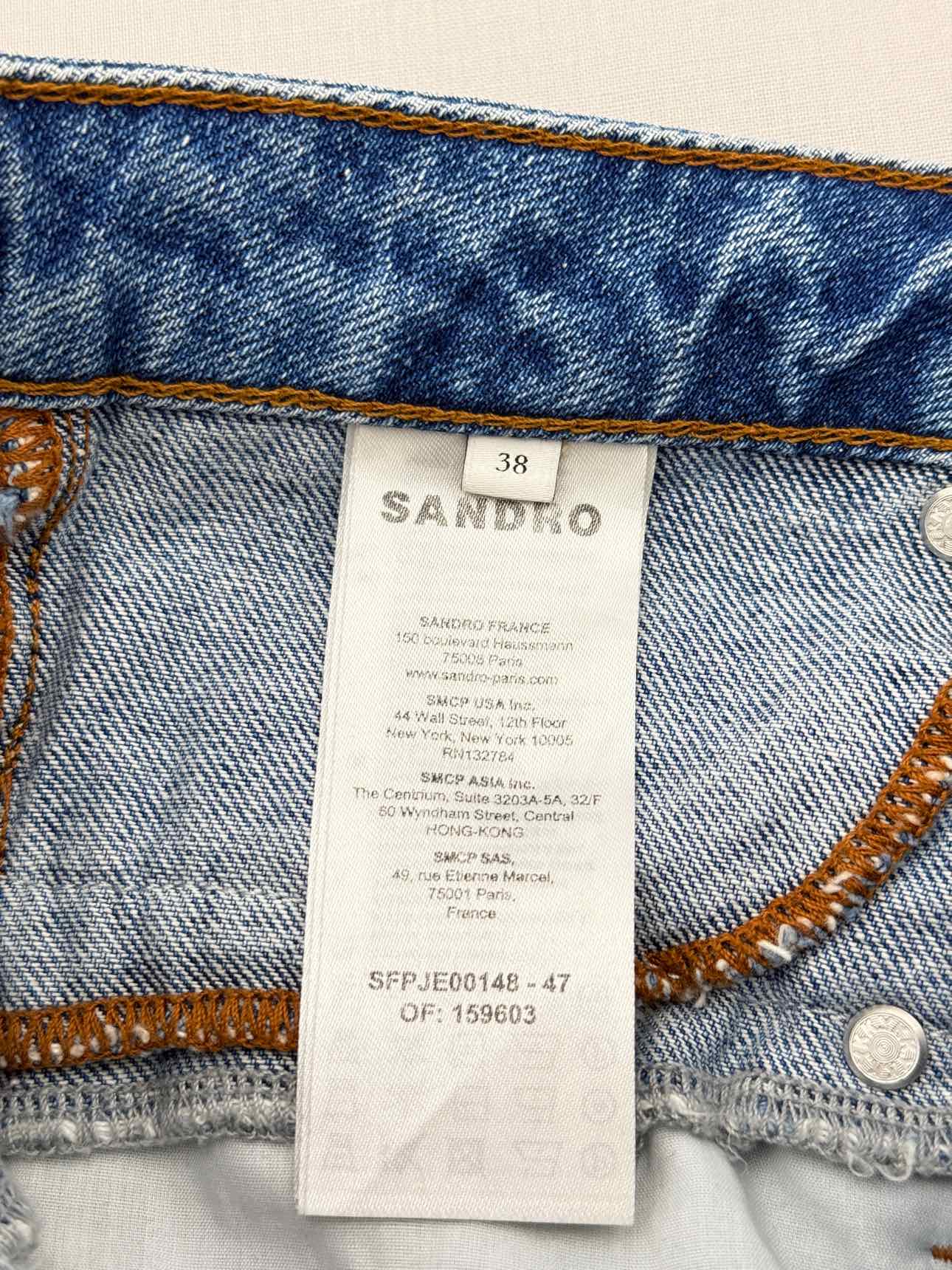 SANDRO Kitty Double High waisted Blue Size US 6 Jeans