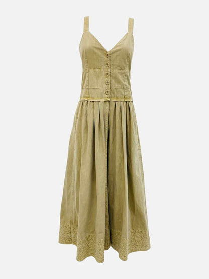 PROENZA SCHOULER Distressed Khaki Midi Dress