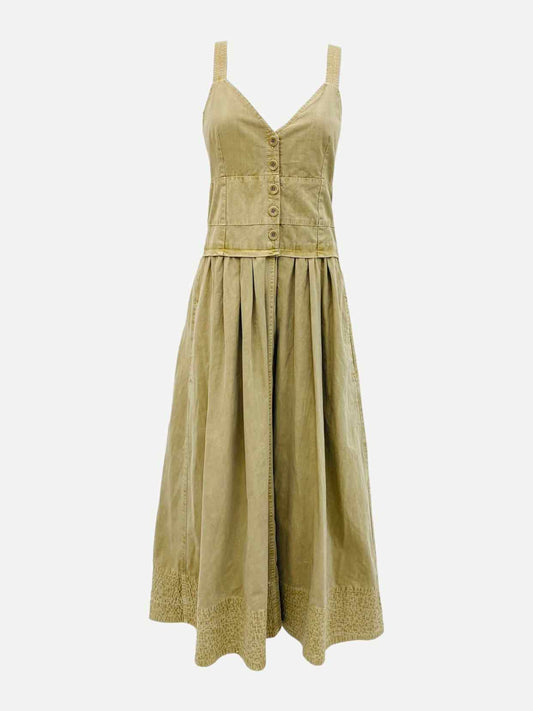 PROENZA SCHOULER Distressed Khaki Midi Dress