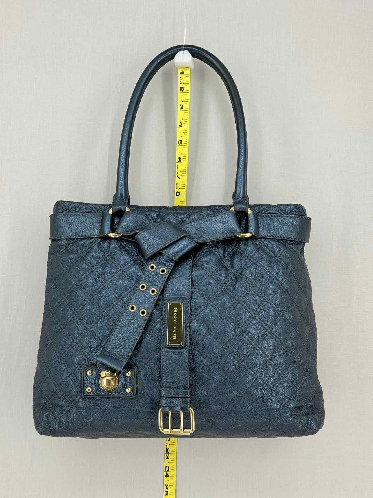 MARC JACOBS Bruna Metallic Blue Quilted Tote Bag