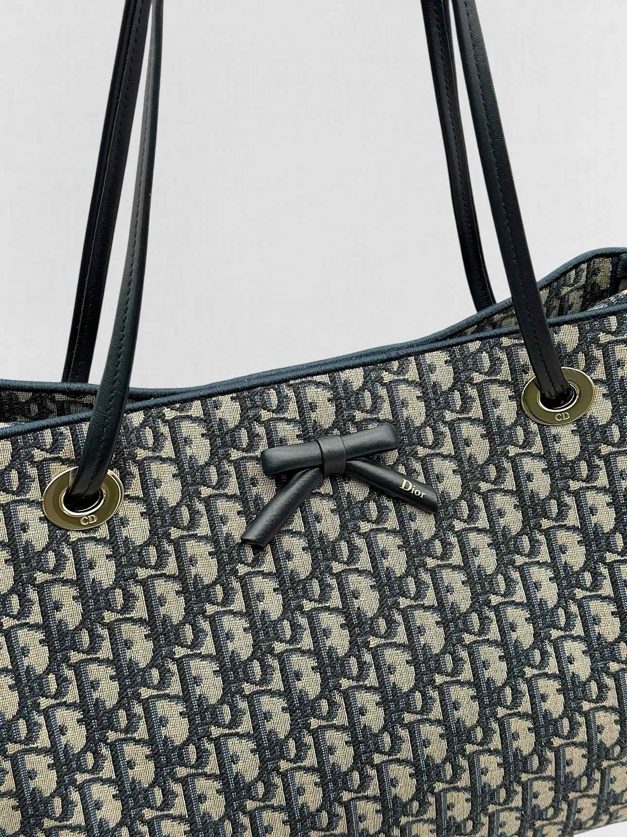 DIOR Promenade Blue & Beige Oblique Jacquard Tote Bag