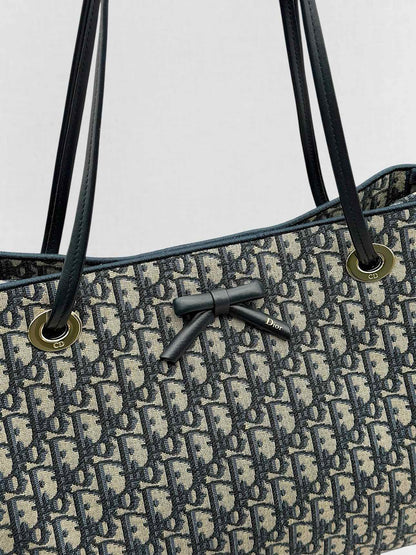 DIOR Promenade Blue & Beige Oblique Jacquard Tote Bag