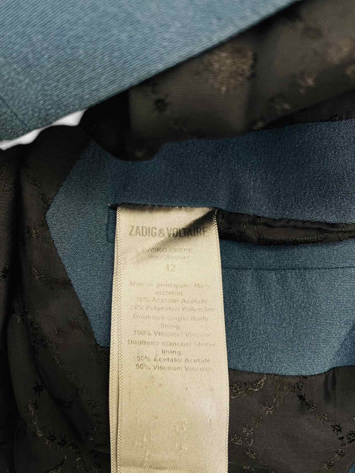 ZADIG & VOLTAIRE Double Breasted Blue Size US 10 Jacket
