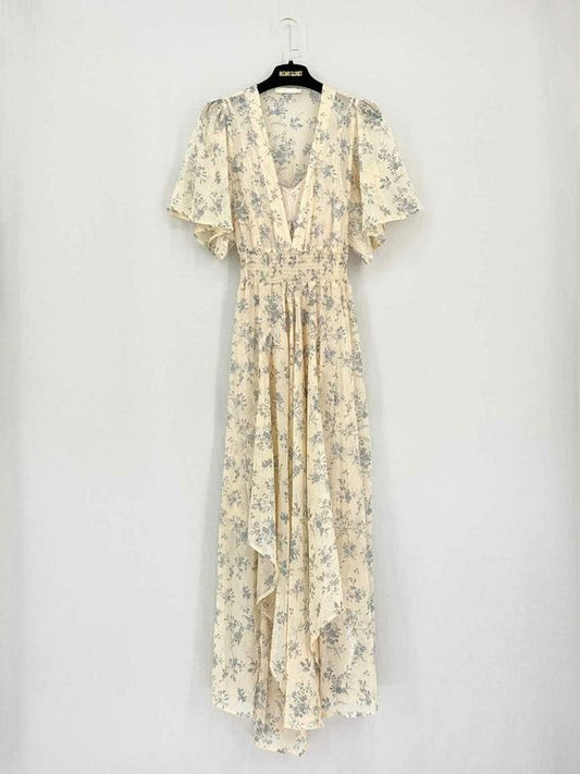 MAJE Rima Beige Floral Print Size US 4 Midi Dress