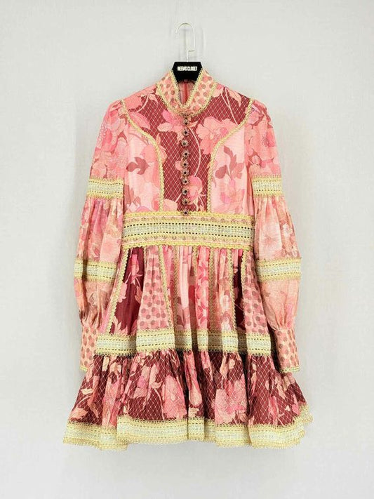 ZIMMERMANN Concert Pink Floral Size Medium Short Dress