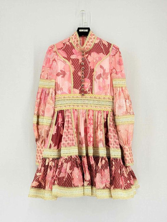 ZIMMERMANN Concert Pink Floral Size Medium Short Dress