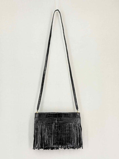 NANCY GONZALEZ Fringe Trim Black Crossbody
