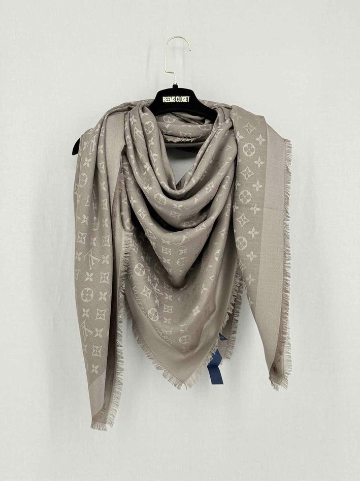 LOUIS VUITTON Taupe Monogram Shawl