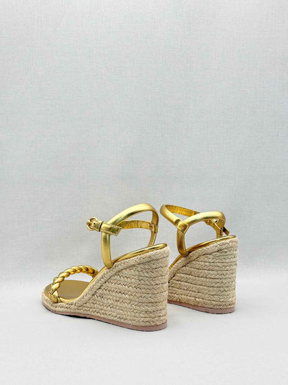 GIANVITO ROSSI Metallic Gold Braided Size EU 41 Wedges