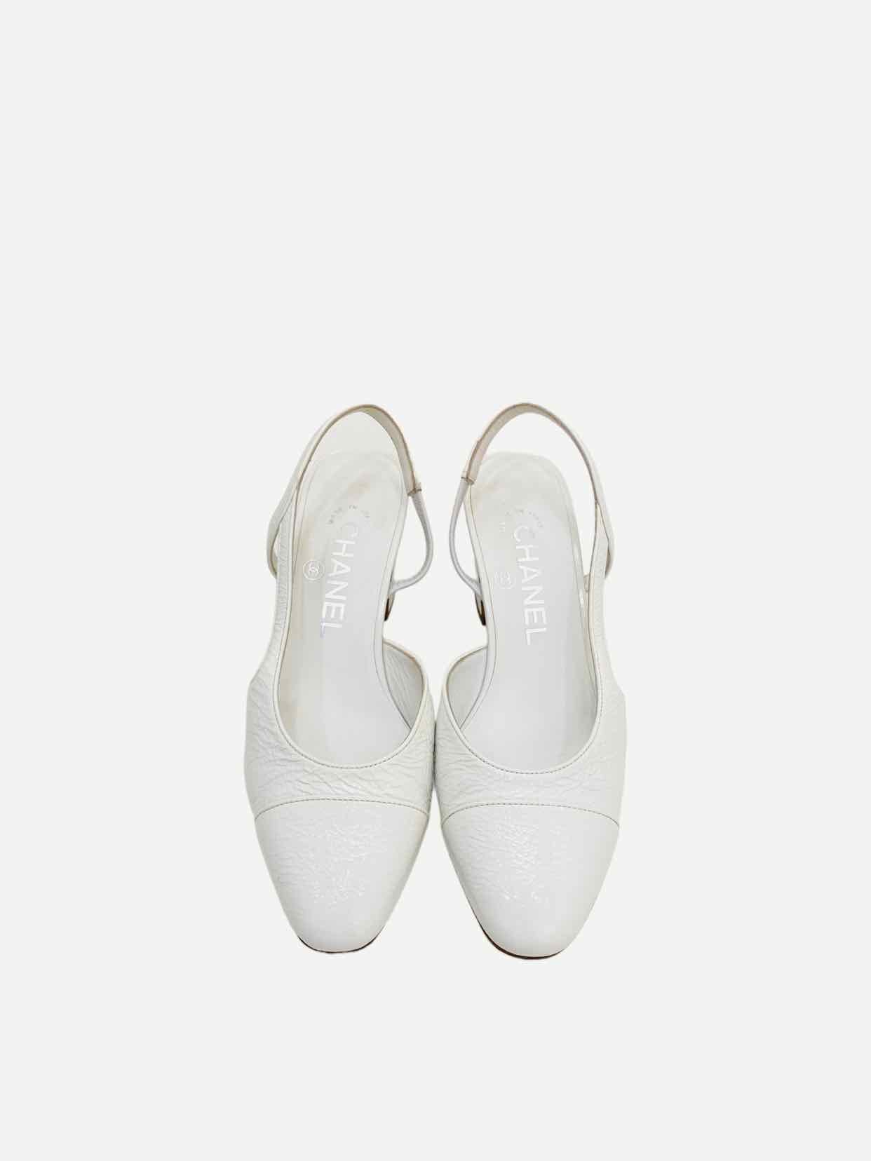 CHANEL White Slingbacks