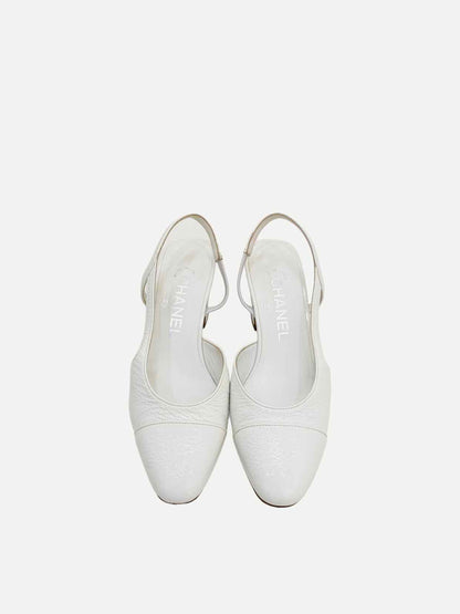 CHANEL White Slingbacks